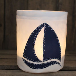 Kleines Windlicht "Segelboot"  marineblau