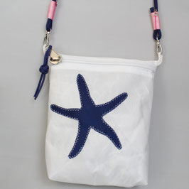 Kleine Tasche weiß "Seestern" mit marineblauem Tau