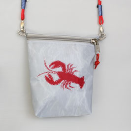 Kleine Tasche grau "Hummer" mit rotem Tau