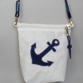 Kleine Tasche weiß "Anker" mit marineblauem Tau