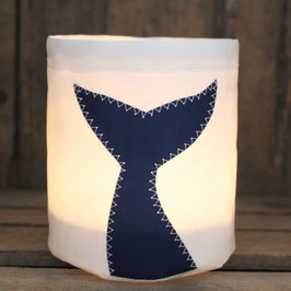 Kleines Windlicht "Walflosse" marineblau