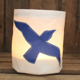 Kleines Windlicht "Möwe" blau