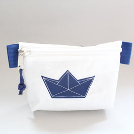 Segeltasche weiß mit marineblauem Motiv