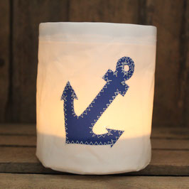 Kleines Windlicht "Anker" blau