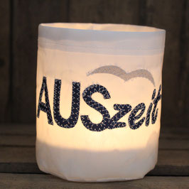 Kleines Windlicht "Auszeit" marineblau