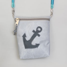 Kleine Tasche grau "Anker" mit türkisem Tau