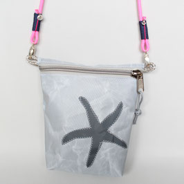 Kleine Tasche grau "Seestern" mit rosa Tau
