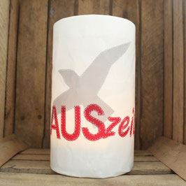 Windlicht XL "Möwe/Auszeit" hellgrau/rot