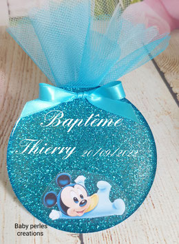 Disque Mickey turquoise paillette
