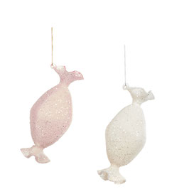 Bonbon Glass Ornament Rosa/Weiß 11cm (P31711)