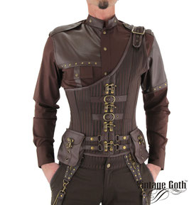 Steampunk Herrenkorsett Brokat braun 2