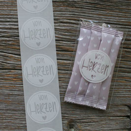 Aufkleber ab Rolle "von Herzen"
