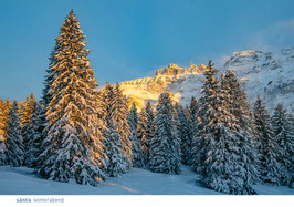 postkarte säntis winterabend