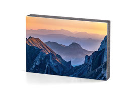 holzbild alpstein blick auf den hohen kasten