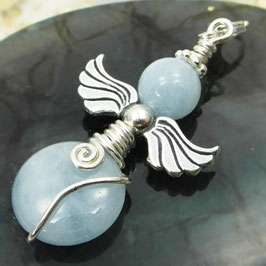 Aquamarin und 925 Silber Engel-Anhänger
