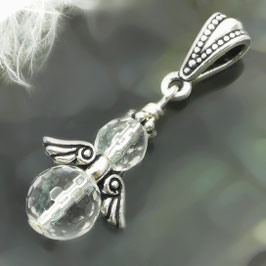 Bergkristall, kleiner facettierter Engel Anhänger, Schutzengel Kettenanhänger