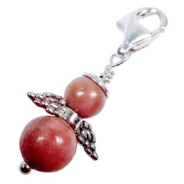 Rhodonit und 925 Silber Engel Charm