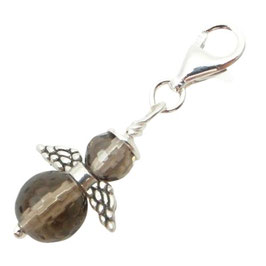 Rauchquarz und 925 Silber Engel Charm