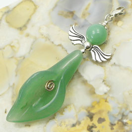 Aventurin und 925 Silber Calla Engel-Anhänger
