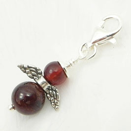 Granat und 925 Silber Engel Charm