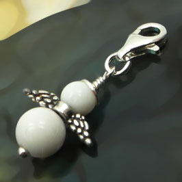 Chalcedon weiß und 925 Silber Engel Charm