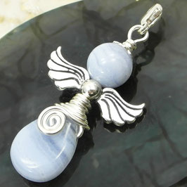 Chalcedon und 925 Silber Engel-Anhänger