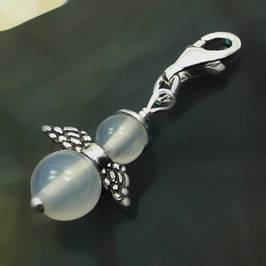 Achat weiß und 925 Silber Engel Charm