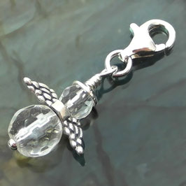 Bergkristall facettiert und 925 Silber Engel Charm