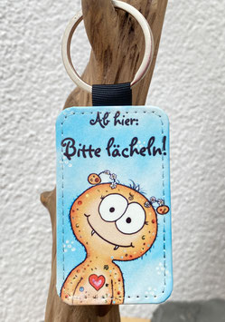 530 Schlüsselanhänger eckig - Ab hier: Bitte Lächeln!