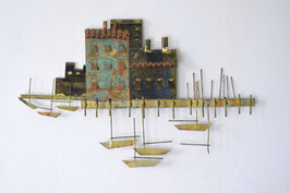 Brutalist wall sculpture by Curtis Jere