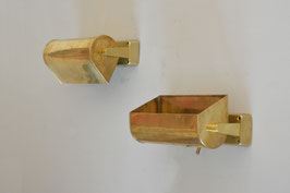 Pair of heavy brass wall lights, 30s Bauhaus