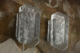 Set of ice glass wall lights, Sweden 70s