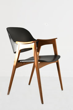 Bureaustoel 60s Braakman, skai en teak