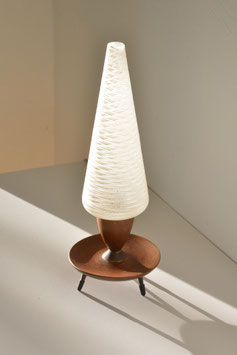 50s table lamp, teak and glass