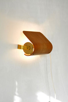 Wall lamp wood and brass, Sweden 60s