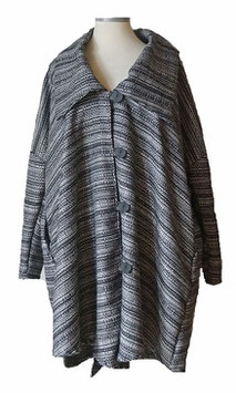 Edel & Elegant Stilvoller Long-Cardigan-Mantel Schwarz-Weiß Gr. 54-62 (07501)
