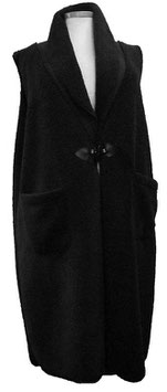 Wohlwärmende Bouclé Longweste Mantelweste Black (07255)