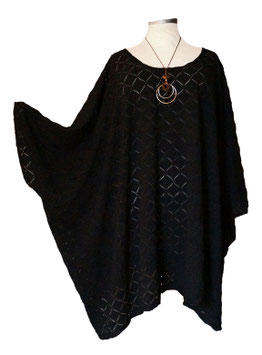 MD-ULSM Lagenlook Longshirt Black Sommer Strandtunika (08630)