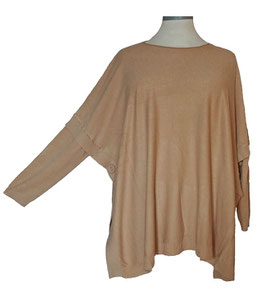Stulpenärmel Lagenlook Wohlfühl-Pulli Pullover Nature Größe 48-58+ (02784)
