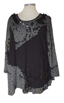 Patchdesign Pulli Grau-Schwarz (08808)