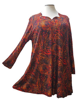 Bögenausschnitt Longshirt in Zauber-A-Linie Mystic Bordeaux Braun (04374)