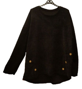 Kuschelcord Pulli mit Knöpfen Schwarz 46-52 (04526)