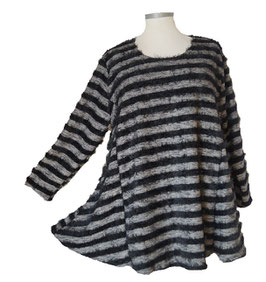 SunShine Fransenpullover in 6-Bahnen A-Linie Black & Grey (06064)