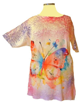 Frühling Sommer Technical-Strickshirt mit Motiv Größe 46-52 (04470)