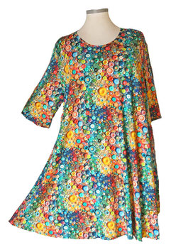 ExtraLong Longshirt in A-Linie MultiColor Knöpfe (05098)