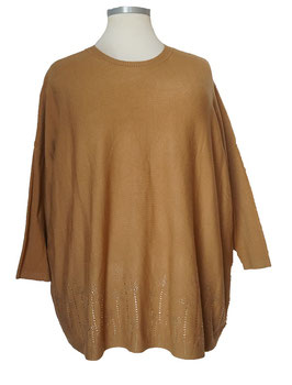 Pulli mit Glitzersteinchen GoldBraun 48-54+ (08534)