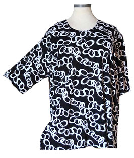StraightCut Kurzarmshirt Schwarz-Weiß 50-60 (04853)