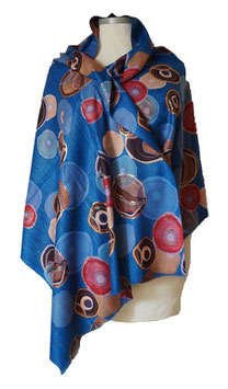Golden Circles Schal Stola Schaltuch Blue Gold (03941)