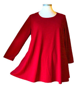 Edel & Elegant Struktur Pulli in Zauber-A-Linie mit Taschen Rot (01764)