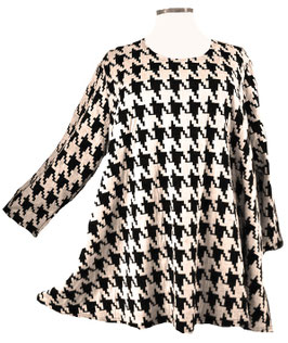 Pullover in Zauber-A-Linie Houndstooth Weiß-Schwarz (08247)